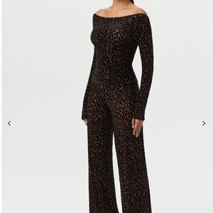 Naked Wardrobe Black Leopard wide leg pants